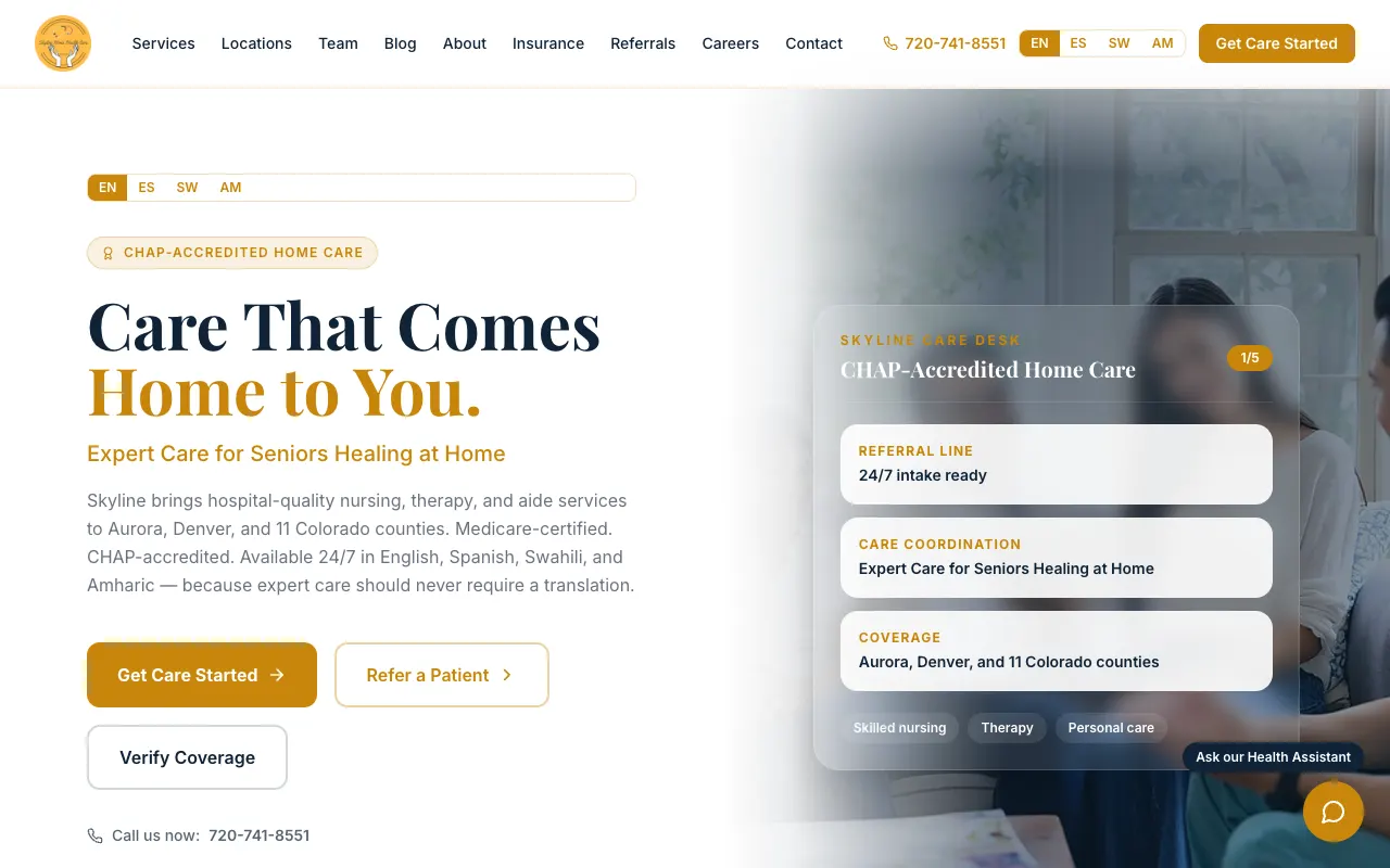Skyline Home Health Care website — built by NEXUS Sites